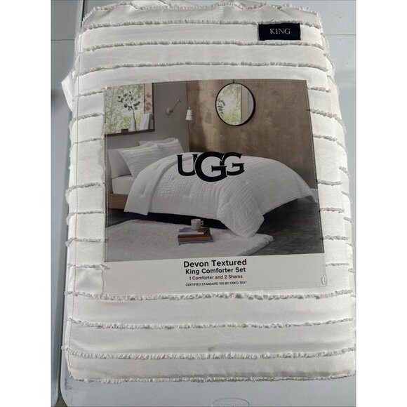 UGG Devon Reversible 3Pc Comforter Set King White MSRP $140 - Picture 7 of 7
